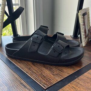 Black Sandals with Buckle Straps - Originally 20.00